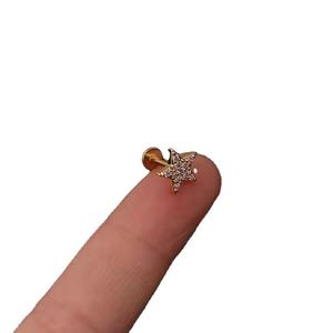 Bijou de piercing anti-allergie en acier inoxydable pour hélix, conque, anti-tragus, barre incurvée en zircon cubique pour cartilage - Product Image 1