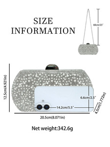 Cross-border New Fashionable Evening Dress <b>Clutch</b> Bag Enselled Pearl Chain Buckle Light Luxury Polyester Daily Tanjing - Product Image 5