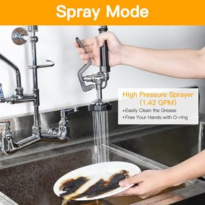 Robinet mural commercial moderne à poignée unique, économique, industriel, pour pré-rinçage, pour cuisine, hôtels et restaurants - Product Image 4