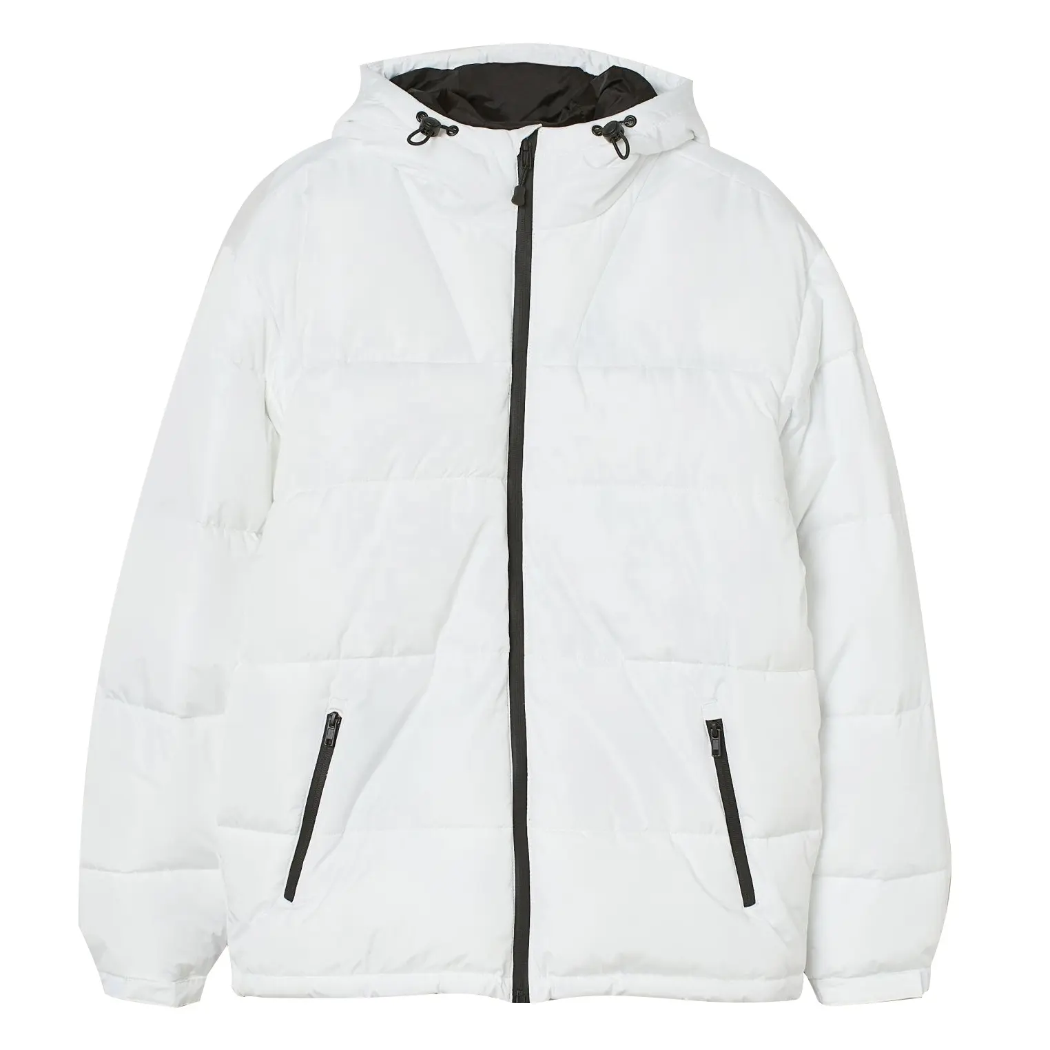 Özel logo erkekler moda balon ceket yastıklı kapşonlu kış ceket