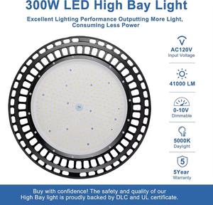 Pour UL DLC Listed 300W UFO Dimmable LED Lights 41000LM High Bay 5000K Daylight IP65 Low Bay Light pour Bay Low Bay Light - Product Image 6