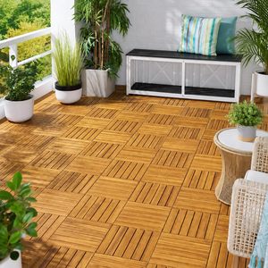 Alta Calidad 12 Pulgadas X 12 pulgadas Baldosas de Madera de Acacia Sólida Resistentes a la Intemperie para Terrazas y Jardines Exteriores - Product Image 2