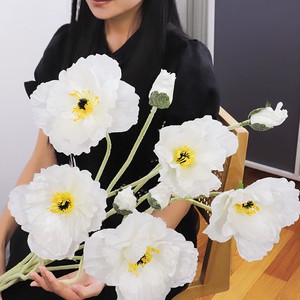 Large Flocked Poppy <b>Artificial</b> <b>Flower</b> Mixed Color Silk <b>Flower</b> Wedding Home Decoration Prop High Simulation - Product Image 2