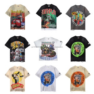 Top Quality Heavyweight 100% Cotton Rough <b>Men's</b> Clothing <b>Shirts</b> Playing T-<b>shirt</b> High Street Trendy Brand Short Sleeve for <b>Men</b> - Product Image 1