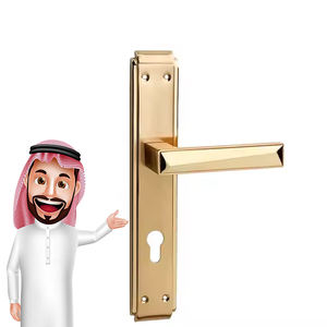 Manija de Puerta de Palanca de Aleación de Aluminio Dorada de Fábrica de Wenzhou, con Placa Larga de Hierro para Puertas Interiores - Product Image 2