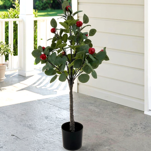 Bất động cảm ứng trong nhà trang trí vòng bạch đàn lá cây với trái cây trang trí nhân tạo ngon táo hoặc anh đào cho bữa tiệc nhà - Product Image 2