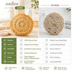 ฟองน้ำขัดผิวจากใยไซซอลธรรมชาติ 100% ยี่ห้อ Jarnier Popular สำหรับอาบน้ำและขัดผิว - Product Image 4