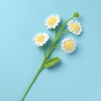 Nouveauté, délicate branche de marguerite en crochet multicolore avec feuille, fleur tricotée en laine en gros, décoration, ornement pour cadeaux