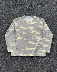 Chemise longue à col rond imprimée motif camouflage 100% coton pour homme, chemise longue personnalisée pour homme, effet délavé, haute qualité pour homme - Product Image 1