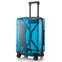 Valise à roulettes en aluminium avec design personnalisé, double face transparente en PC