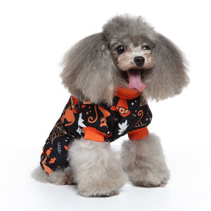 <span class=keywords><strong>Pijama</strong></span> de terciopelo ligero de lujo para Halloween, <span class=keywords><strong>disfraz</strong></span> de perro esqueleto para <span class=keywords><strong>gato</strong></span>, monos, ropa de poliéster para mascotas, estampado medio negro - Product Image 1