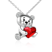 Bijoux animaux Offre Spéciale femmes cristal coeur en argent sterling 925 avec collier pendentif ours
