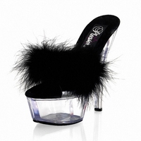 Chaussures à talons très hauts de 6 pouces, dentelle transparente, sexy, fétiche, vêtements de dessus, 15 cm, modèles, fête, travestissement, plateforme, pantoufles à plumes