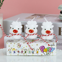 Bougie de gâteau d'anniversaire de Noël en forme d'élk, 3 pièces, vente directe d'usine, 58 #   Cire sans fumée avec bâtonnets décoratifs pour Noël, ensemble de décoration pour fête de Noël