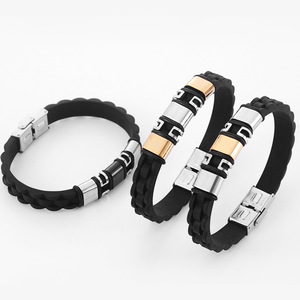 Pulsera de silicona de acero de titanio para hombre, diseño geométrico, patrón de ondas, joyería de regalo - Product Image 4