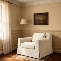 Fauteuil de loisirs moderne avec housse, fauteuil d'appoint rembourré en tissu de lin pour l'intérieur de la maison
