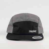 Casquette à visière plate de haute qualité en gros, casquette 5 panneaux en nylon, bicolore, logo imprimé personnalisé, chapeau de camping en nylon