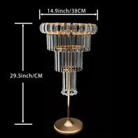 Support floral de luxe pour mariage, en métal doré, avec lustre en cristal, centre de table de mariage