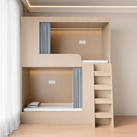 Lit d'hôtel à capsules en bois KSL avec prise de lit Escalier en bois Lumière LED Capsule Lit superposé Auberge de jeunesse