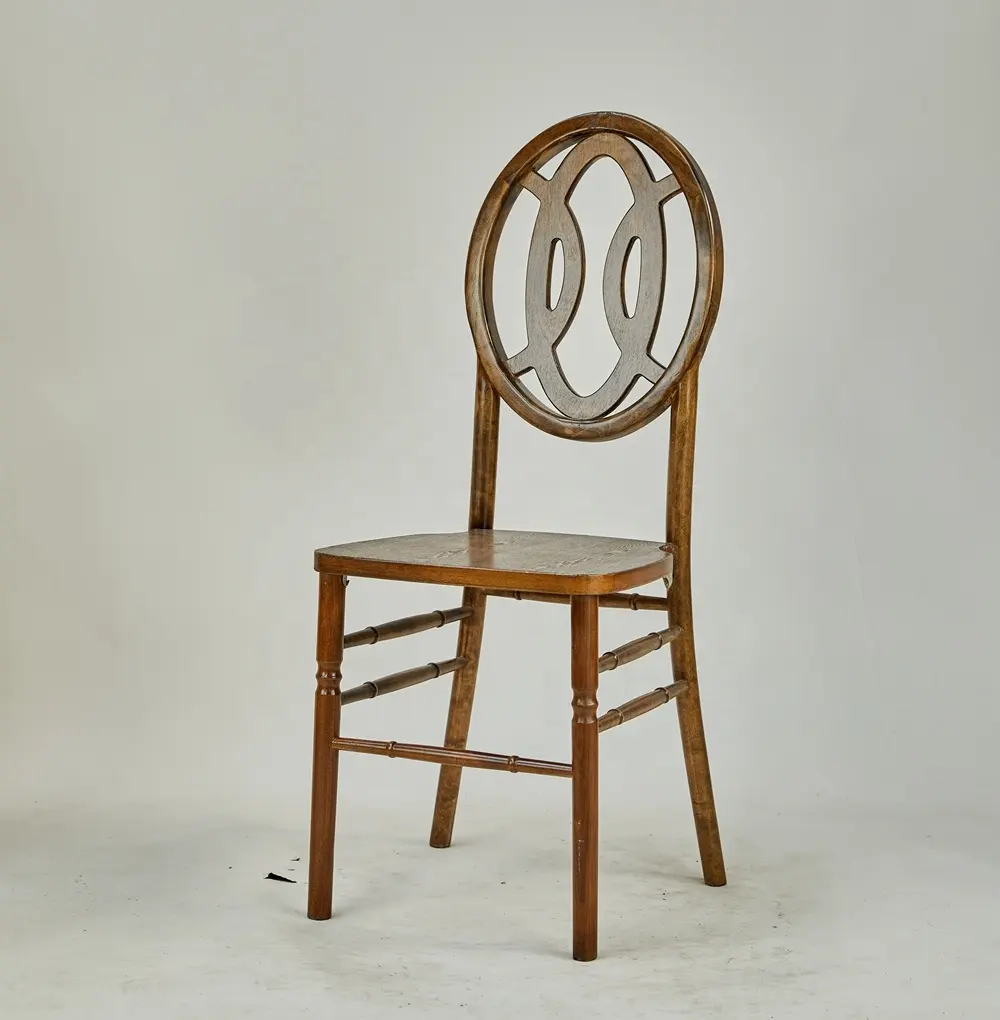 เก้าอี้ไม้ฟินิกซ์สำหรับรับประทานอาหารซ้อนกันได้สีคลาสสิกแบบเรียบง่ายสำหรับงานแต่งงาน