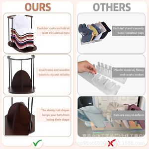 Iron Wood <b>Hat</b> Rack For Baseball Caps Storage Home Bedroom Wardrobe Durable Display <b>Stand</b> - Product Image 1