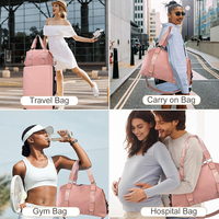 Sac de sport pour femmes, sac de voyage pour le week-end, sacs de danse et de yoga avec poche humide, sacs de toilette et de maquillage