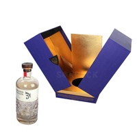 Caja de Regalo de Whisky de Lujo Personalizada con Doble Puerta, Panel Trasero Dorado con Grabado Ecológico, Caja Rígida de Cartón para Licores y Bebidas Premium