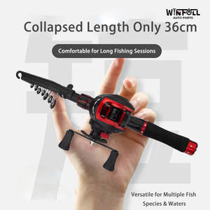 Caña de Pescar Telescópica de Fibra de Carbono con Carrete Giratorio, Kit Portátil Mini para Lubina y Trucha, 7 Secciones con Guías de Acero Inoxidable para Pesca a Distancia - Product Image 2