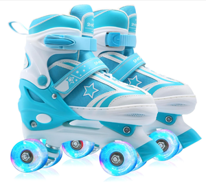 Patines de <span class=keywords><strong>Ruedas</strong></span> Ajustables al por Mayor con Luces, Patines de PU de 4 <span class=keywords><strong>Ruedas</strong></span> Duraderos, Zapatos de <span class=keywords><strong>Patinaje</strong></span> para Niños y Niñas - Product Image 3