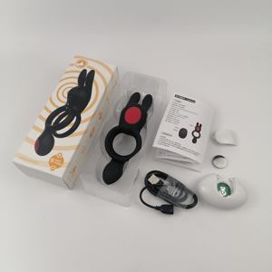 Anillo vibratorio doble anillo de bloqueo para parejas compartir con conejo anillo vibratorio resonancia hombre y mujer compartir juguetes para adultos - Product Image 6