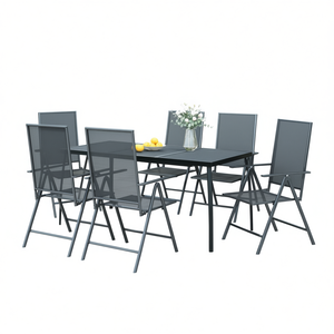 Set da Pranzo da Giardino in Acciaio Antracite 7 Pezzi, Arredamento da Esterno Resistente alle Intemperie, Design Contemporaneo - Product Image 1