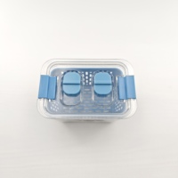 Boîte de rangement empilable en plastique pour aliments, en PET, PP et silicone, avec panier de drainage ventilé, multi-usages, OEM