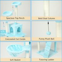 Arbre à chat moderne de Noël de 54 pouces avec hamac en corde de sisal naturelle, meuble vert en bois et papier pour chats