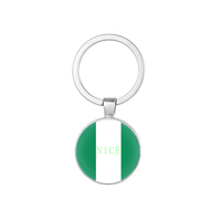 Porte-clés Cabochon Double Face à Motif Drapeau du Nigéria, Anneau Rond en Alliage pour Souvenir de Festival et Cadeau de Collection