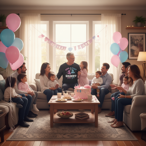 T-shirt à manches longues rose ou bleu Granny Loves You pour révélation du sexe - Product Image 3