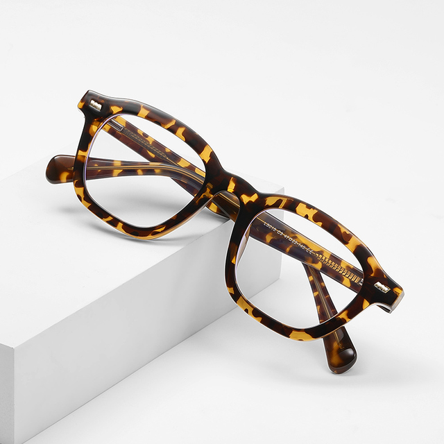 LS015 Anti-Blue Light Glasses, Geometric Retro Large Frame for Women and Men, Face Slimming & Small Eyes Correction