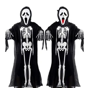 1 gói dành cho người lớn màu đen trắng Skeleton Mặt nạ Halloween trang phục bên Masquerade trang phục bên ngoài mùa trang phục