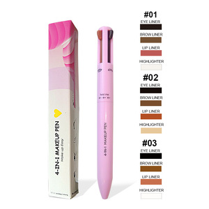 Stylo de maquillage 4-en-1 à haute brillance avec <span class=keywords><strong>crayon</strong></span> à sourcils à quatre couleurs pour les lèvres, tout-en-un, ensemble en boîte - Product Image 4