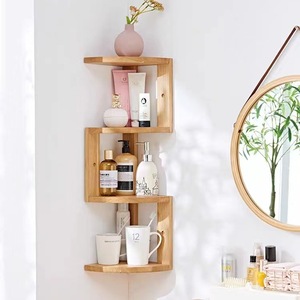 Solid Wood Corner <b>Shelf</b> 3 Tier Oak Desk Storage Rack For Living Room Bookcase Organizing Display Stand - Product Image 2