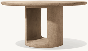 Table de style relax de luxe, mobilier d'extérieur, bois massif, couleur teck vieilli, tables rondes à manger - Product Image 2