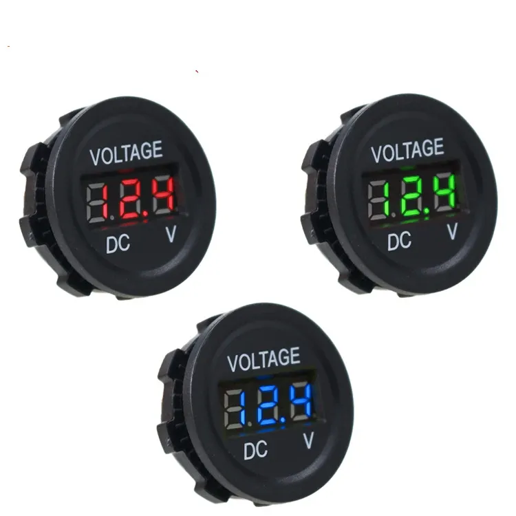 Waterproof round auto boat car motorcycle DC6-30V LED panel mini digital voltage meter tester display voltmeter