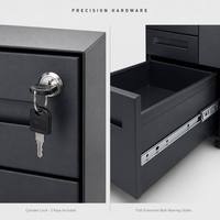 Armoire de classement métallique robuste à 3 tiroirs avec serrure à clé, meuble de rangement moderne pour bureau et maison avec 5 roulettes