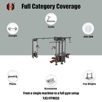 Appareil de musculation multifonctionnel à cinq stations avec double câblage, pile de poids 100 kg x 5, configuration divisée, barre de connexion longue, usage commercial