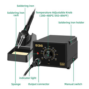 Station de <span class=keywords><strong>fer</strong></span> à <span class=keywords><strong>souder</strong></span> électrique 60 <span class=keywords><strong>Watts</strong></span> 936 veille automatique à chauffage rapide avec température réglable <span class=keywords><strong>200</strong></span>-480 par bouton - Product Image 2