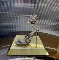 Sandales à talons aiguilles papillon en cristal brillant, chaussures de créateur, talons hauts de luxe pour soirées et banquets