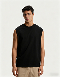 <span class=keywords><strong>T</strong></span>-<span class=keywords><strong>shirt</strong></span> court d'é<span class=keywords><strong>t</strong></span>é avec logo personnalisé pour hommes Gym <span class=keywords><strong>T</strong></span>-<span class=keywords><strong>shirt</strong></span> <span class=keywords><strong>sans</strong></span> manches lourd pour hommes 100% Cotton Plain Black Tank Tops Wholesale - Product Image 2