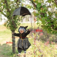Décorations de fête d'Halloween : Pendentif parachute lumineux électrique de sorcière à suspendre à la porte, jouets effrayants pour accessoires de maison hantée
