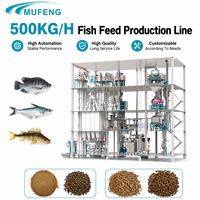 Extrudeuse de granulés d'aliments pour poissons entièrement automatique Mufeng 500 kg/h, grande capacité, ligne de production d'aliments pour poissons, usine de fabrication