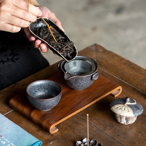 Ensemble de tasse à thé et théière en céramique Dehua, argenté, portable, design minimaliste, emballage cadeau de voyage, camping en plein air - Product Image 4