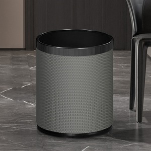 Large Open Top Trash Can 10L Durable Rattan Leather Home Living Room Kitchen Bathroom Hotel Use - Product Image 1